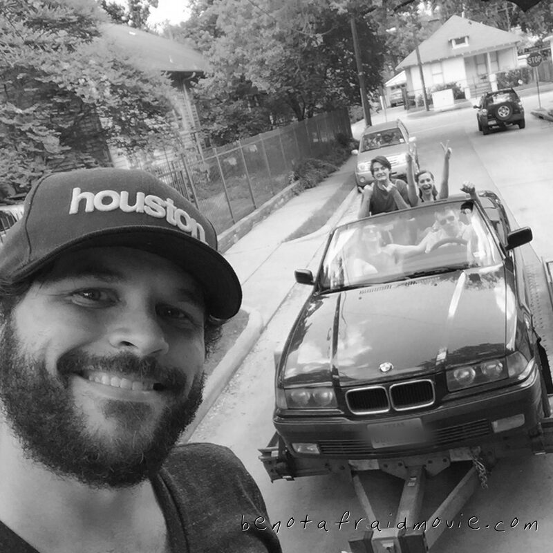 Taylor with the car rig in Houston