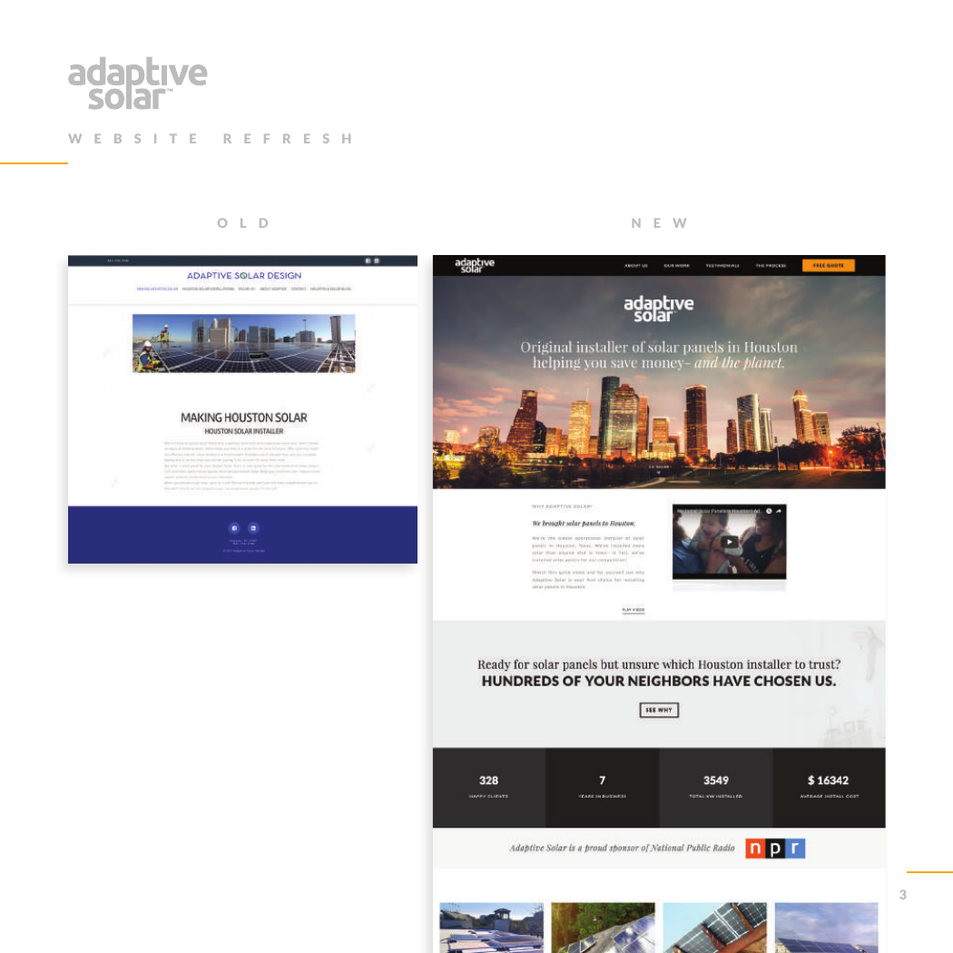 Adaptive Solar website — before and after