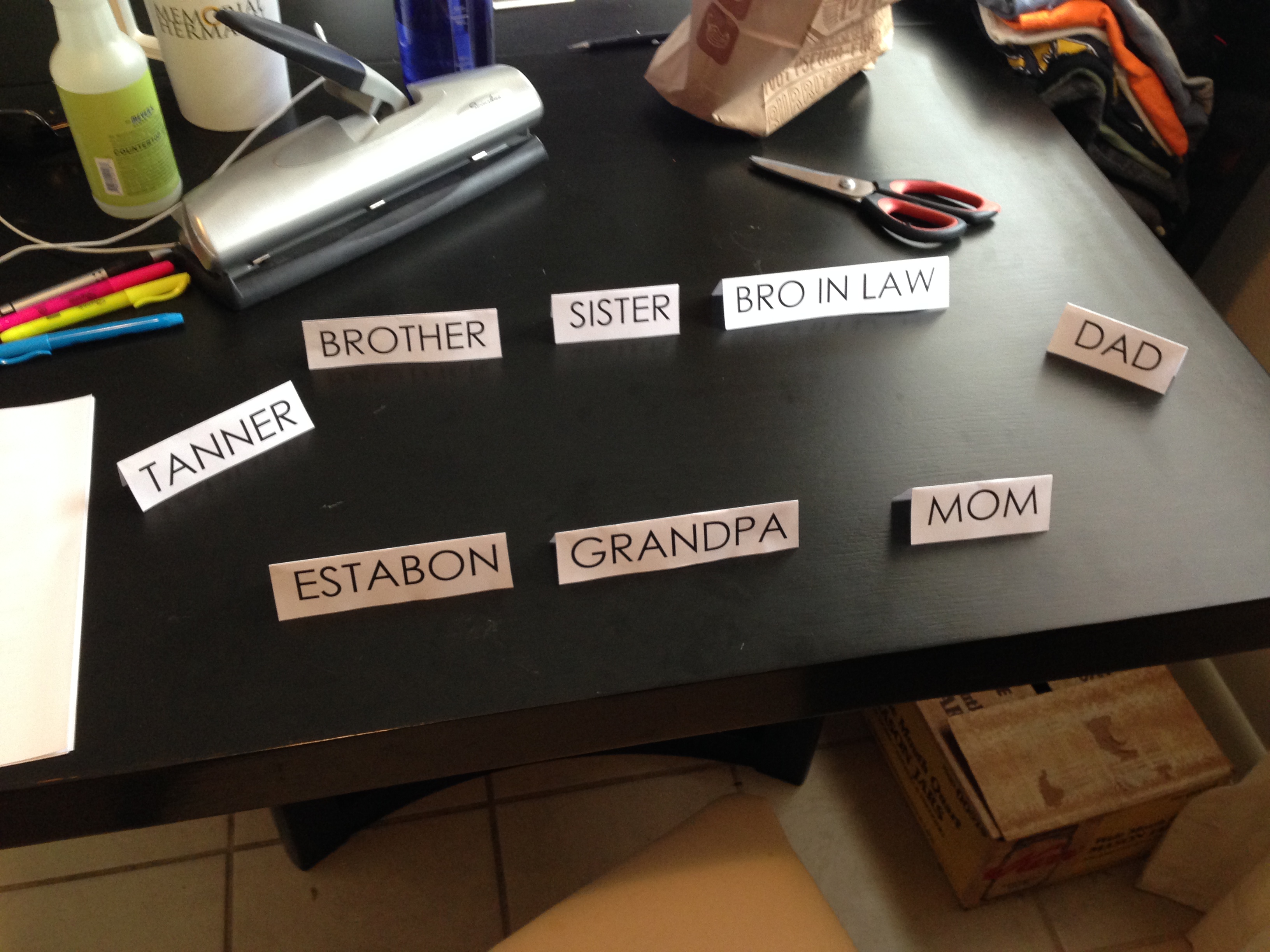 Character name cards for blocking