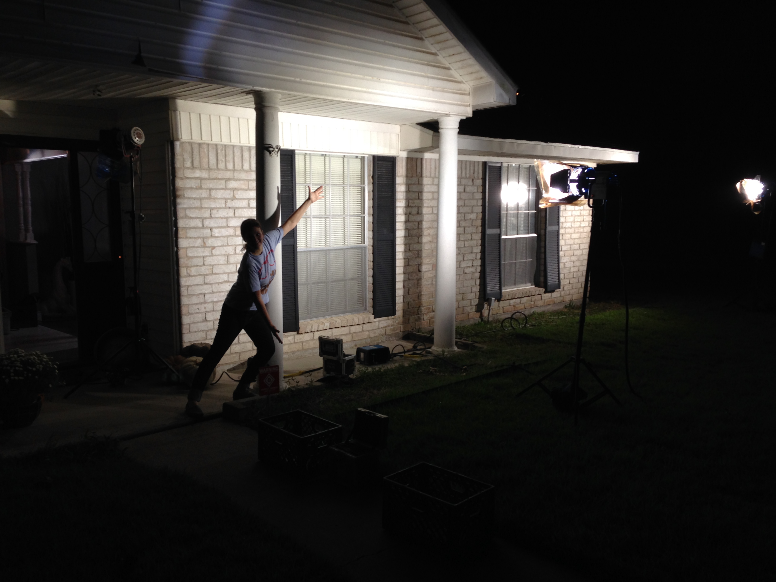 Night exterior shoot — lighting the house