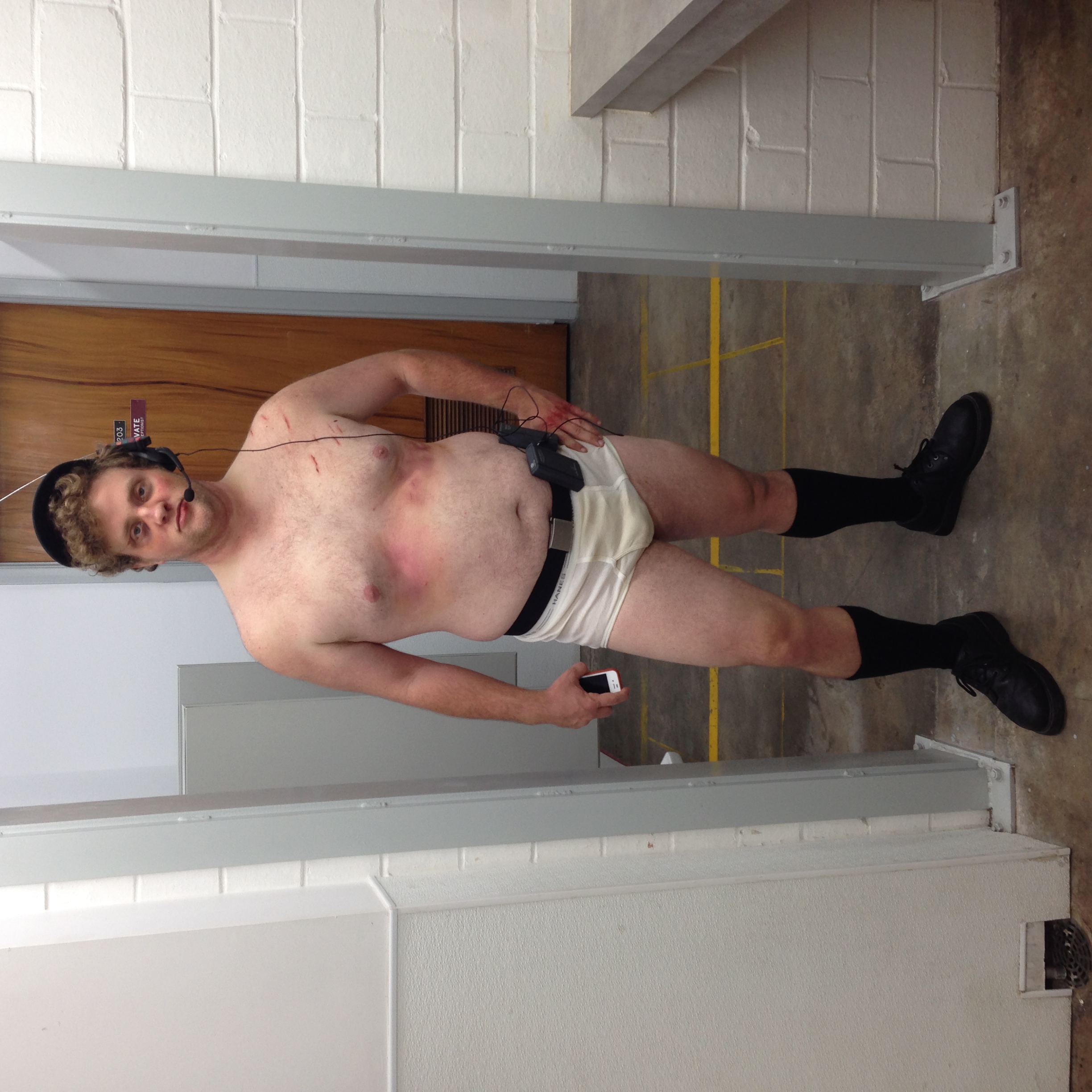 Actor in wardrobe on set